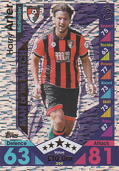 Harry Arter AFC Bournemouth 2016/17 Topps Match Attax Man of the Match #399